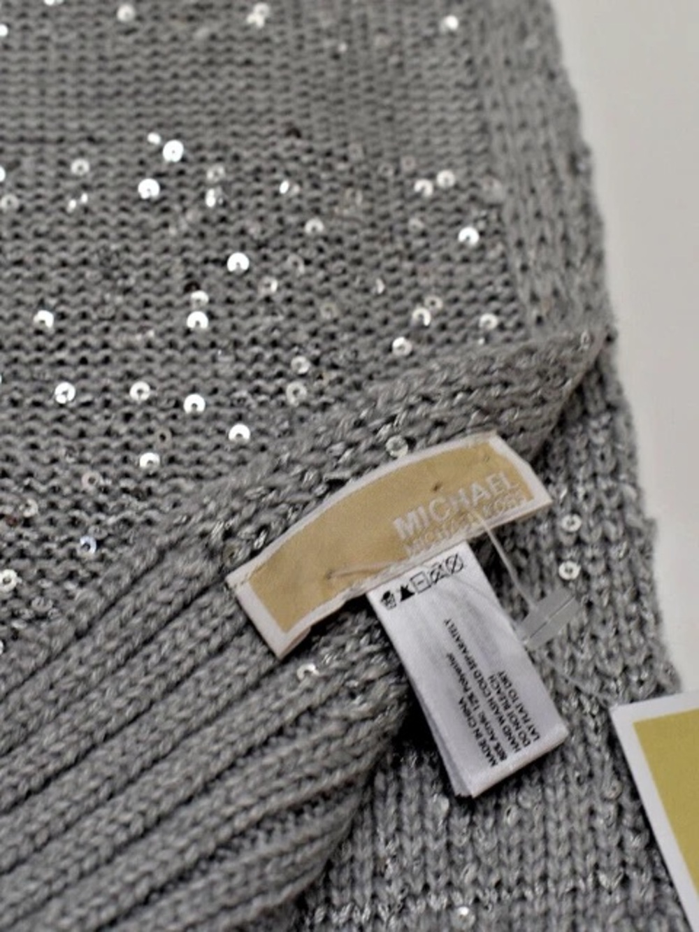 Michael Kors Pearl Gray Sequin Knit Scarf NWT - Picture 2 of 2